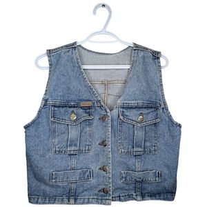 Vintage Harley Davidson Patched Denim 100% Cotton Vest Women's XL (medium) Biker